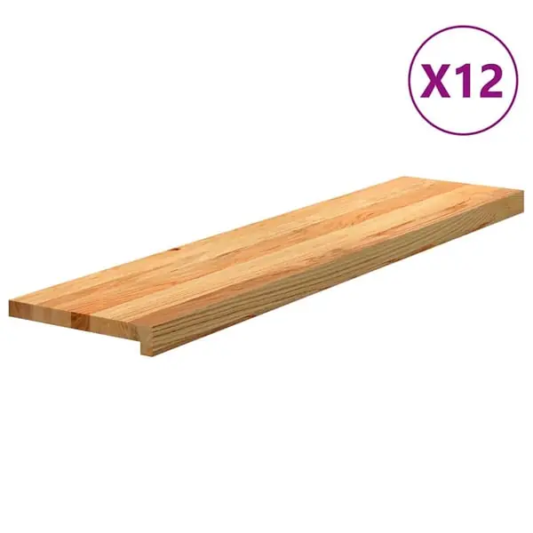 vidaXL Askelmat 12 kpl vaaleanruskea 110x30x2 cm täysi tammi Halpa