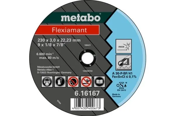 Metabo 616738000, levyleikkuri, Ruostumaton teräs, 12,5 cm, Metabo, Tasainen keskiosa, 2,22 cm Korkea Laatu