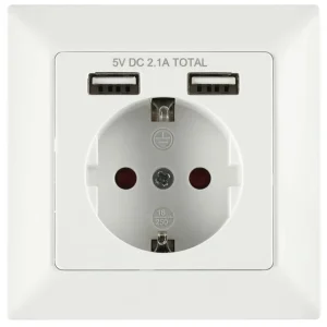 PISTORASIA 2xUSB+SCHUKO TARMO 3680W / 5V DC 2,1A Tehdashinta