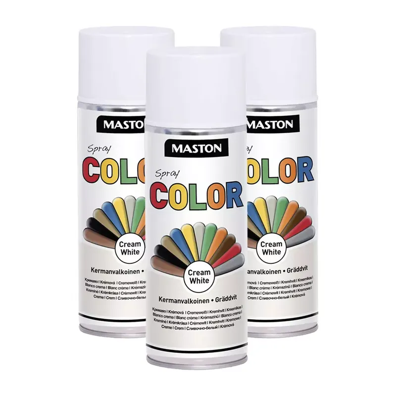 Sertifioitu 3 x SPRAYMAALI KERMANVALKOINEN 400ML MASTON COLOR