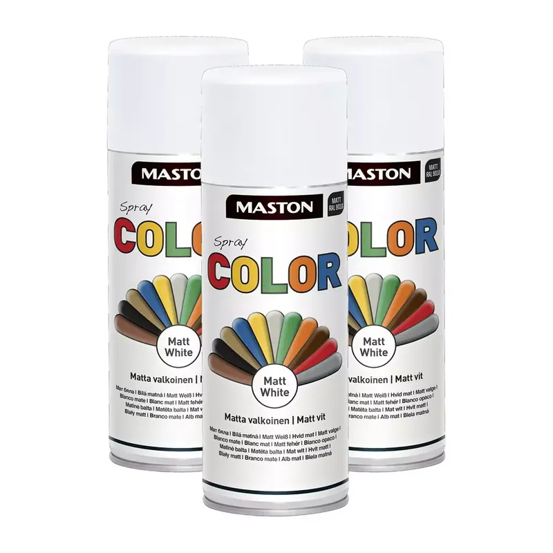 3 x SPRAYMAALI MATTA VALKOINEN 400ML MASTON COLOR Turvallinen Maksu