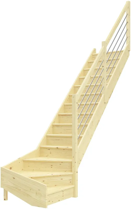 Portaat Dolle Paris, 3180mm, oikea, porraskaiteella, umpinainen malli, käsittelemätön kuusi Uusi Kokoelma