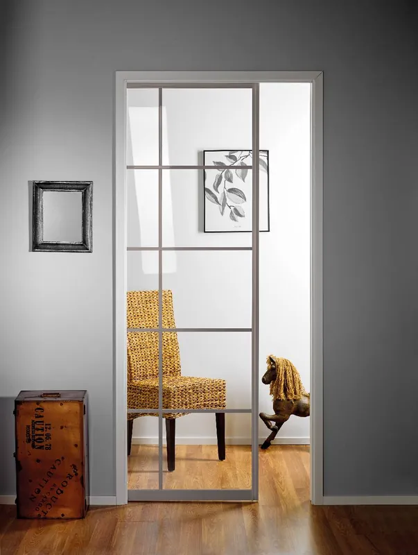 Liukuovi seinän sisään Stella Pocket Door M9 ristikko 925x2040mm alumiini Merkkituote