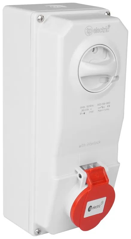 Lukittava koteloitu pistorasia seinäasennukseen 16A 400V Eniten Myyty