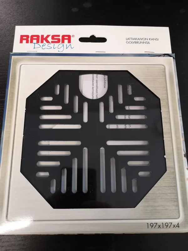 Raksa Design Tähkä kaivonkansi mattamusta neliökansi 32 mm U-reiällä Viikonlopputarjous